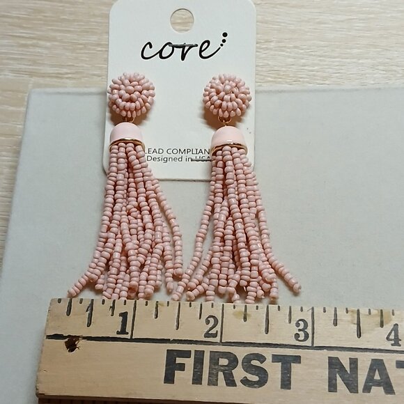 NWT Fashion Jewelry Core Pale Pink Tassel Earrings #15 - Picture 3 of 8